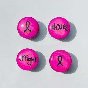 Pink Breast Cancer Mini Magnets SET OF 4 - Ceramic Magnets - Kitchen Magnets